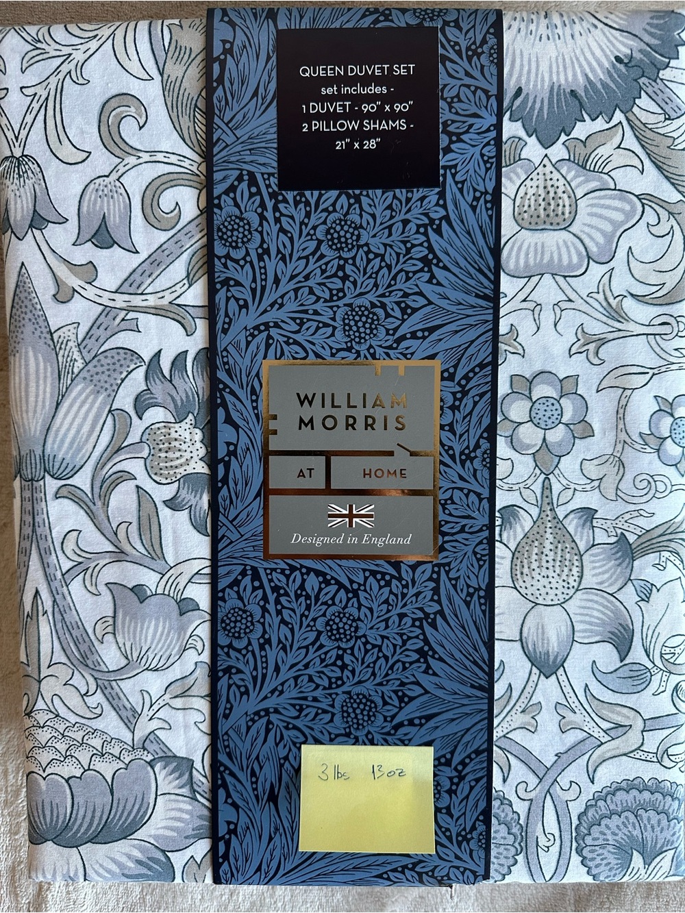 William Morris Queen Duvet Set in Light Blue Floral